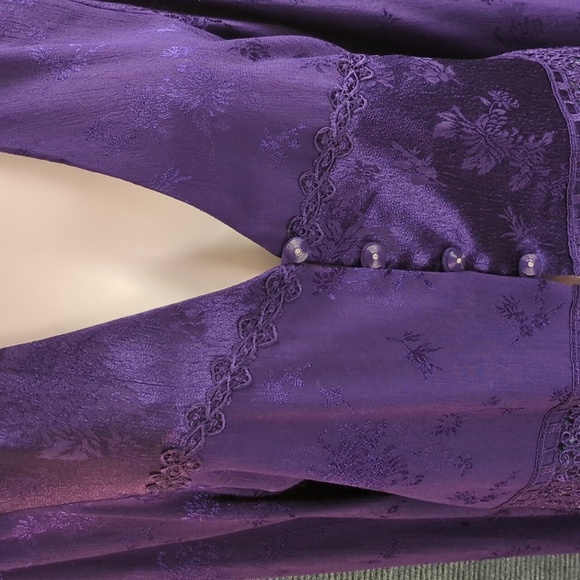 Vintage 80s K Studio Royal Purple Blouse/Jacket - Picture 4 of 17